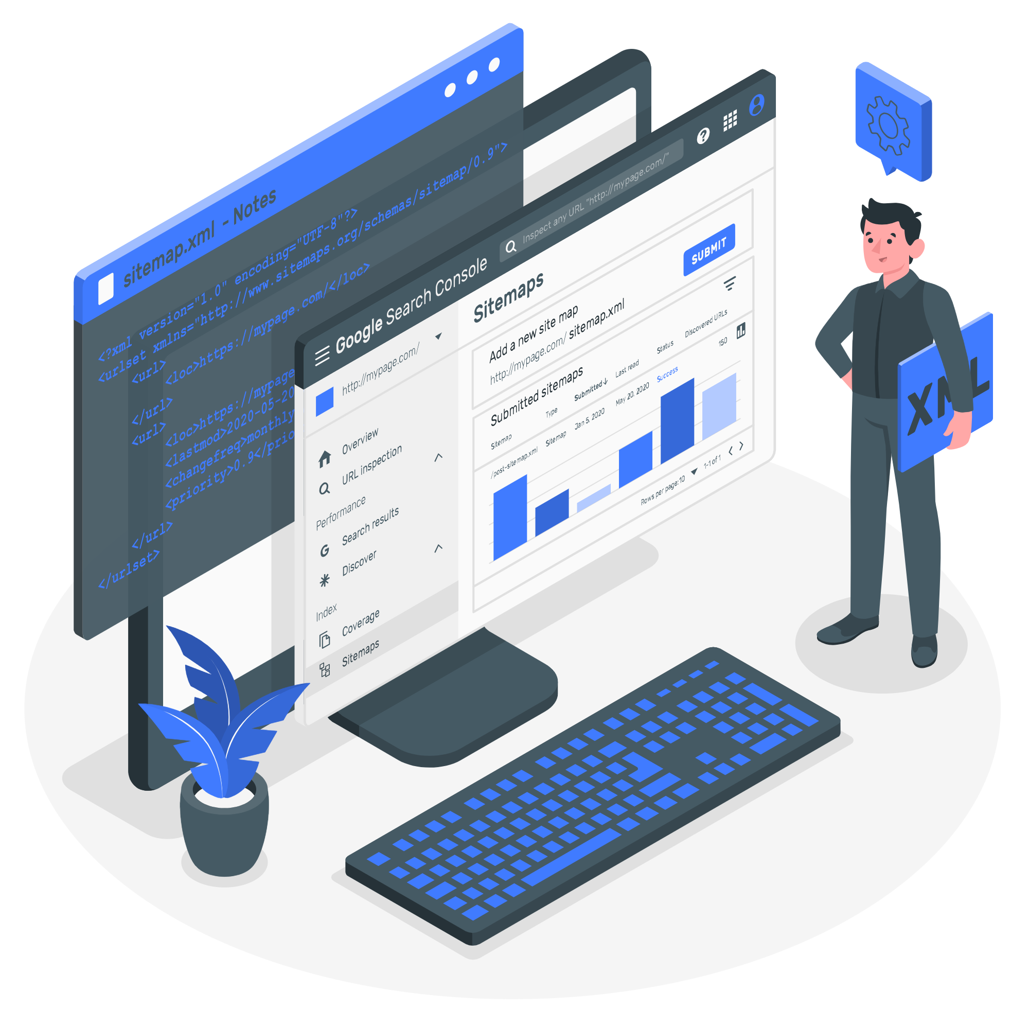 Google sitemap illustration in Amico style