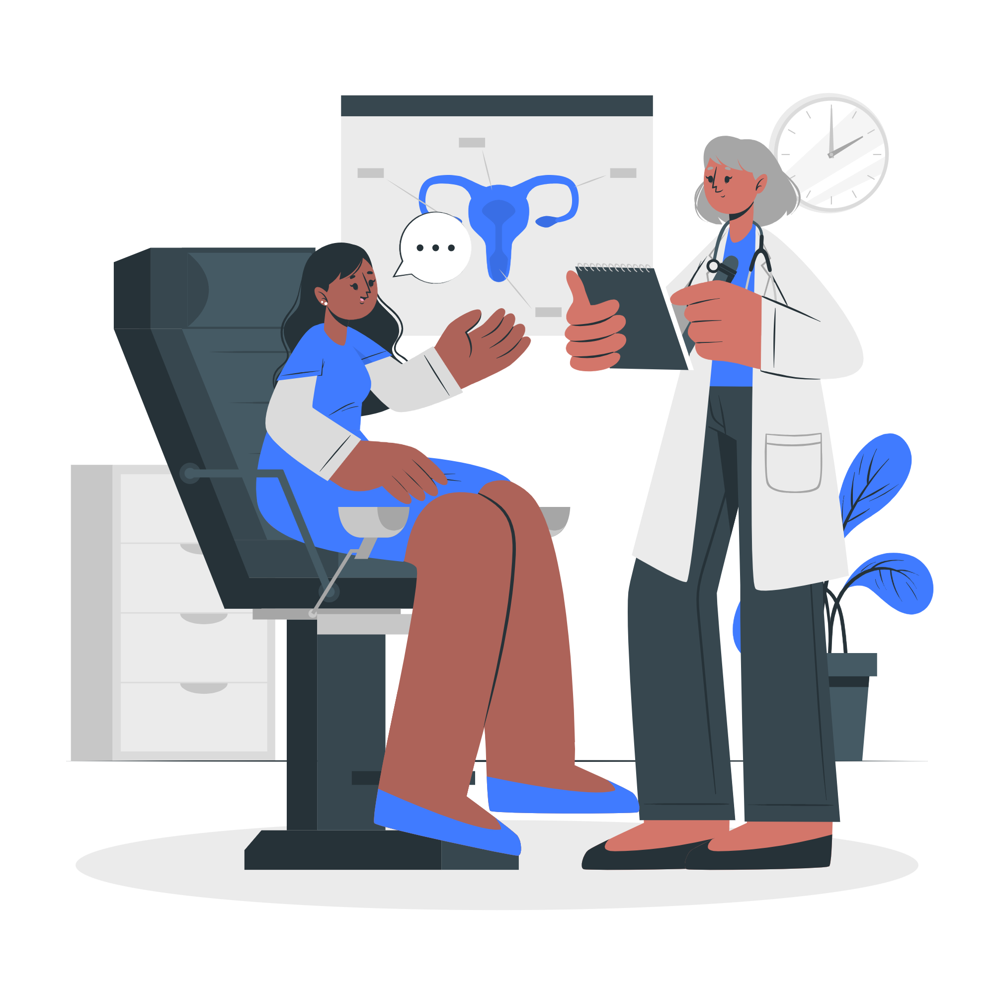 Gynecology consultation illustration in Cuate style