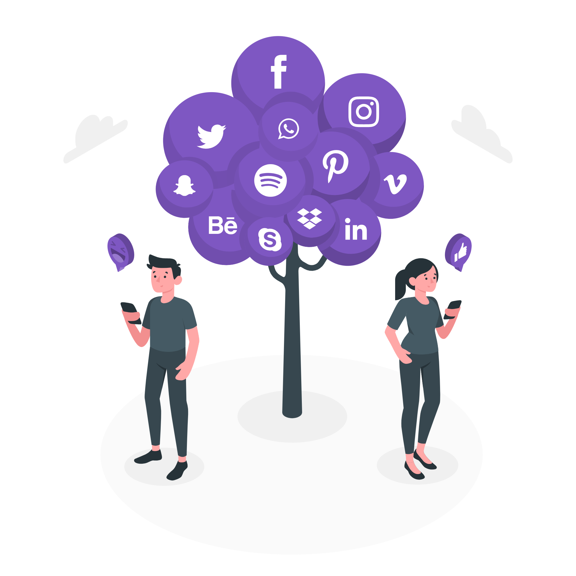 Social network concept illustration with tree design