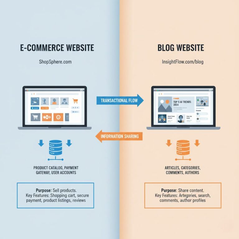 Comparison of e-commerce and blog websites