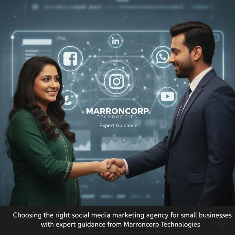 Choosing the right social media marketing agency for small businesses with expert guidance from Marroncorp Technologies